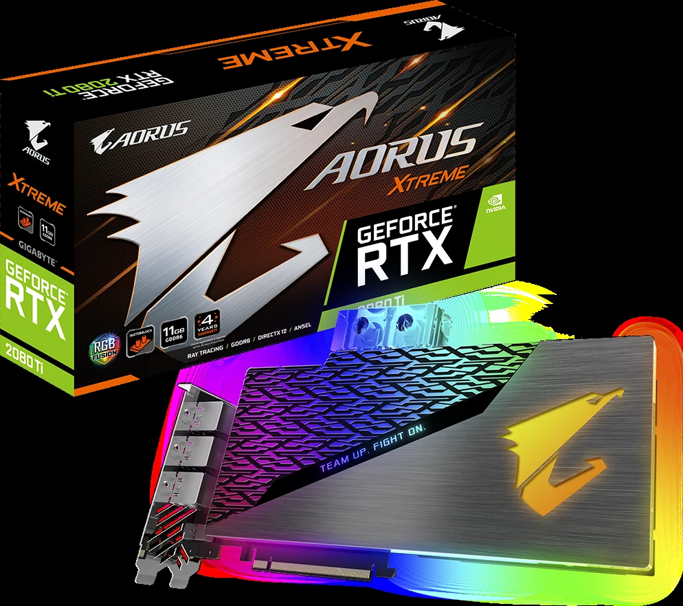 VGA GIGABYTE AORUS GeForce RTX 2080 Ti Xtreme Waterforce 11GB - GDDR6 - NEW
