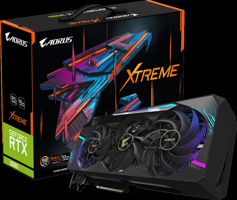 VGA Gigabyte AORUS GeForce RTX 3080 XTREME WATERFORCE 10GB - GDDR6X - NEW