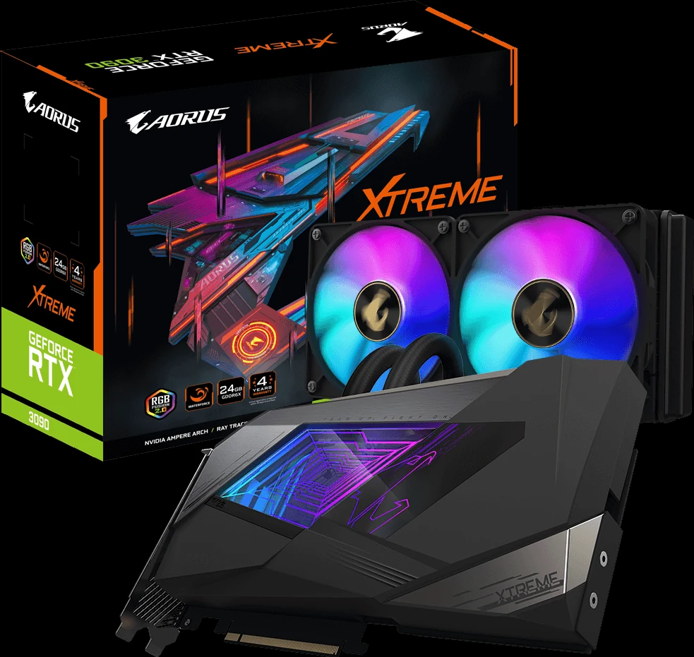 VGA Gigabyte AORUS GeForce RTX 3090 XTREME WATERFORCE 24GB - GDDR6X - NEW