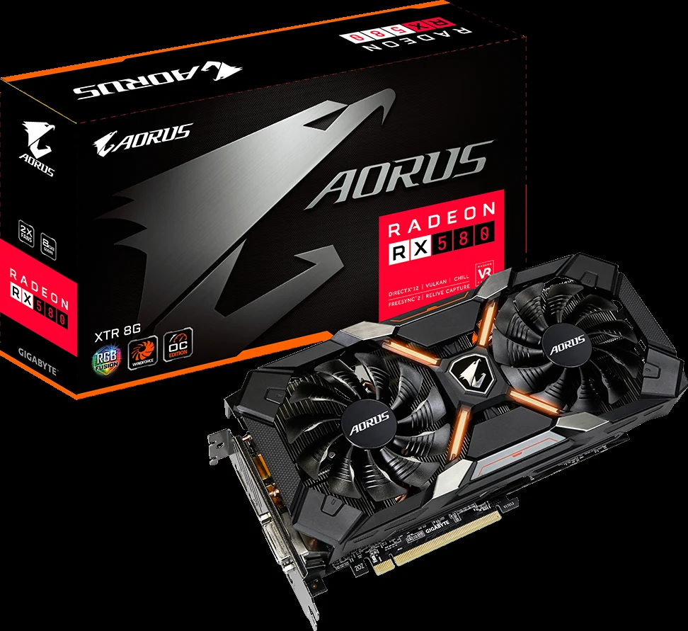 VGA GIGABYTE AORUS Radeon RX 580 8G - GDDR5 - NEW