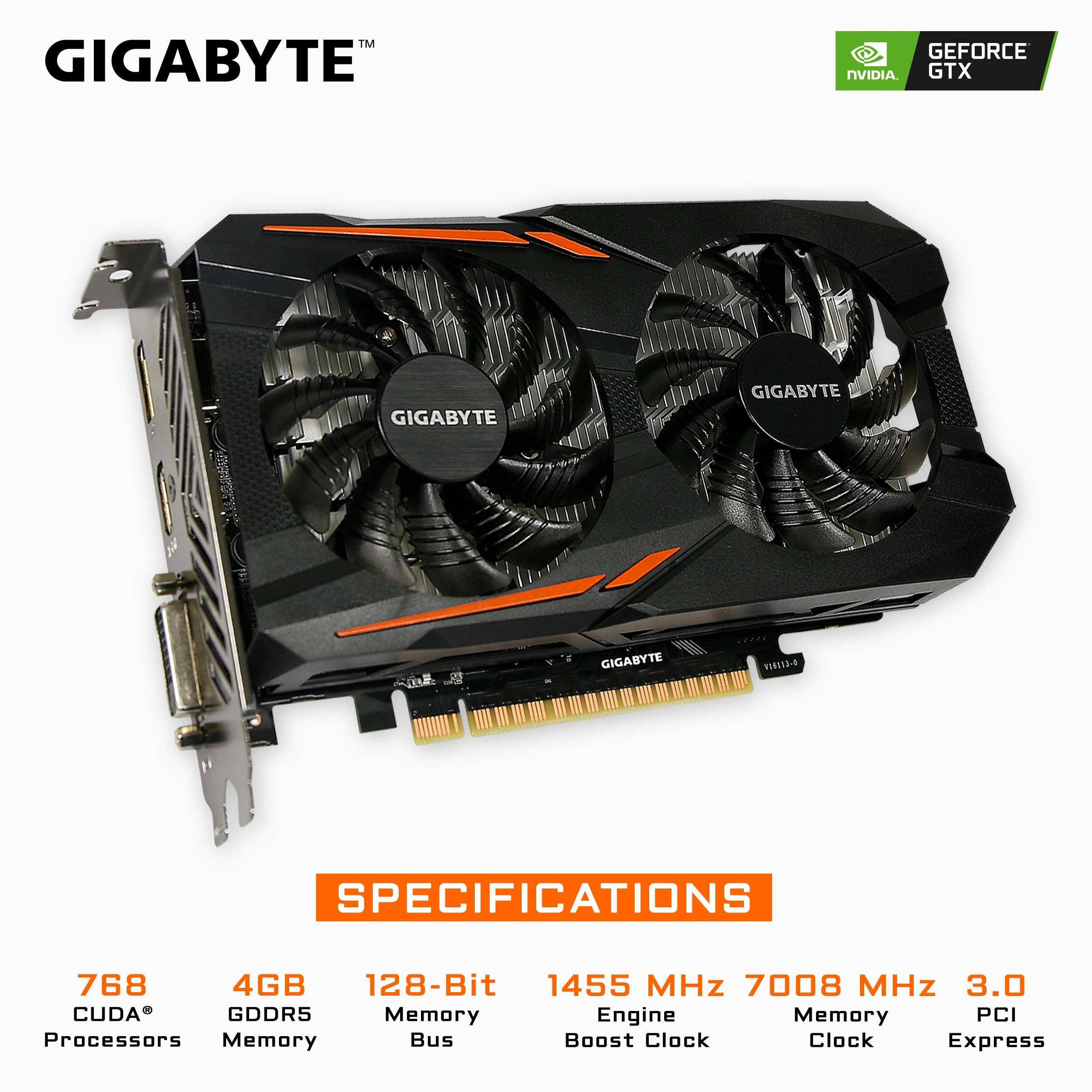 VGA GIGABYTE GeForce GTX 1050 Ti OC 4GB - GDDR5 - NEW