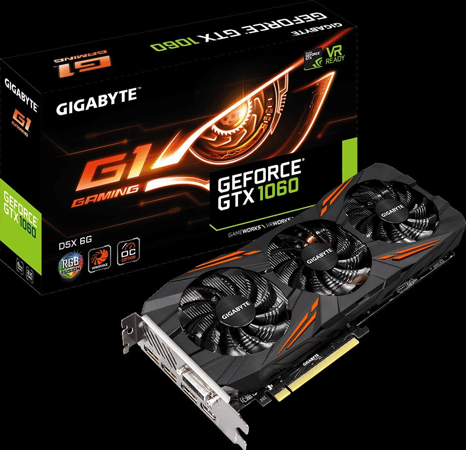 VGA GIGABYTE GeForce GTX 1060 G1 Gaming 6GB - GDDR5 - NEW