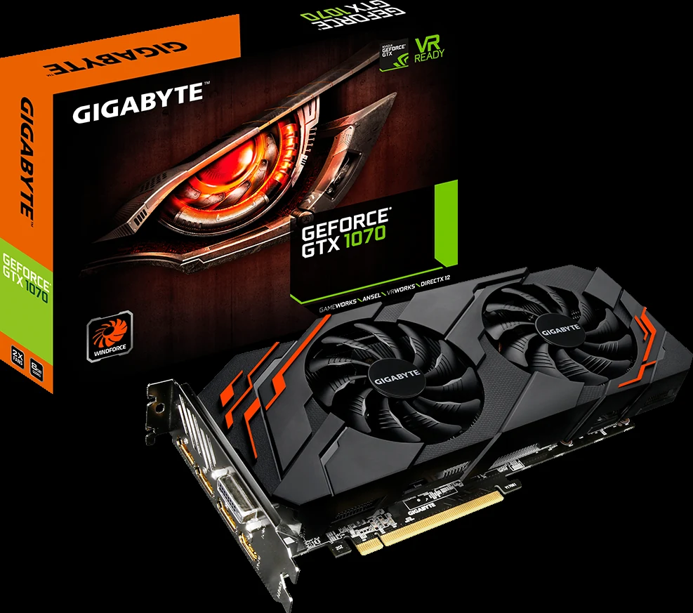 VGA GIGABYTE GeForce GTX 1070 Windforce OC 8GB - GDDR5 - NEW