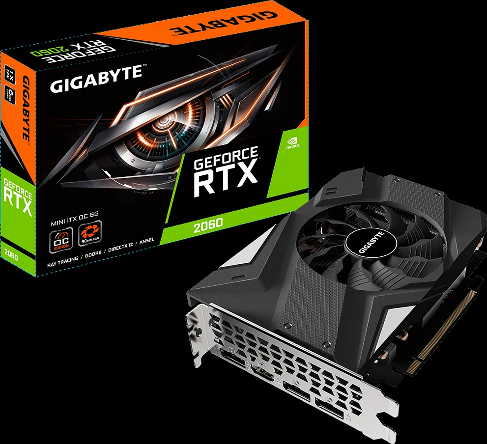 VGA GIGABYTE GeForce RTX 2060 Mini ITX OC 6GB - GDDR6 - NEW