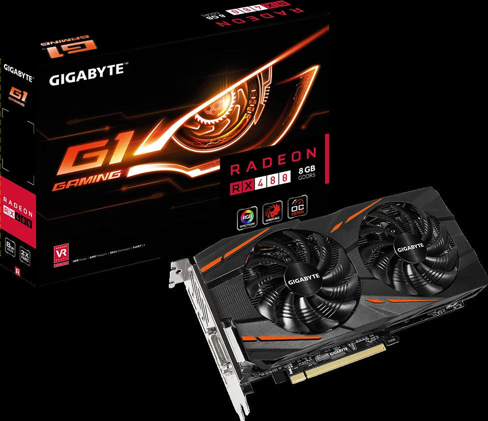 VGA GIGABYTE Radeon RX 480 G1 Gaming 8G - GDDR5 - NEW