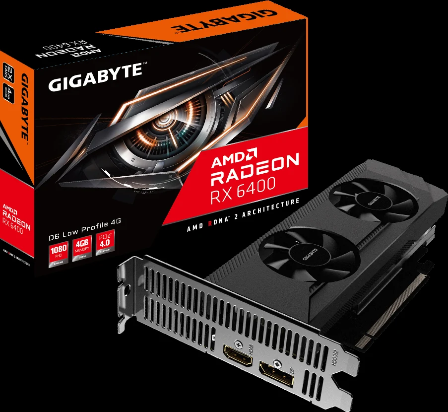 VGA GIGABYTE Radeon RX 6400 D6 Low Profile 4G - GDDR6 - NEW