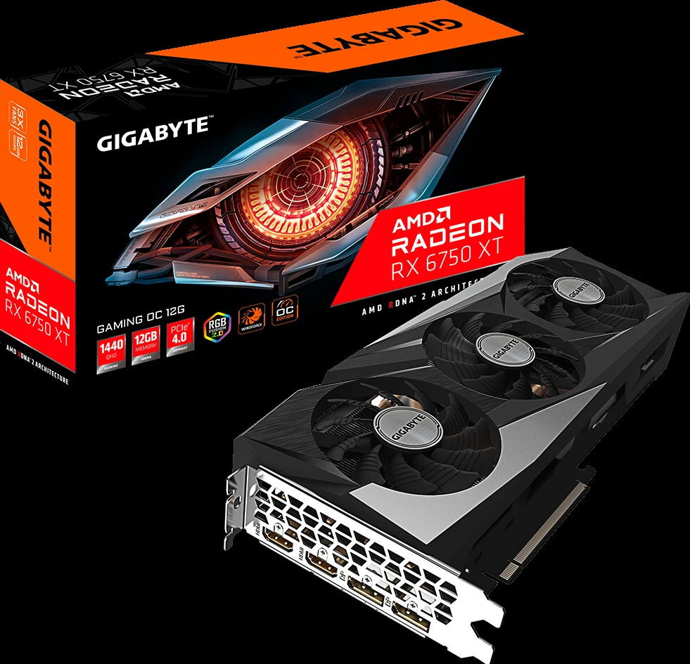 VGA GIGABYTE Radeon RX 6750 XT GAMING OC 12G - GDDR6 - NEW