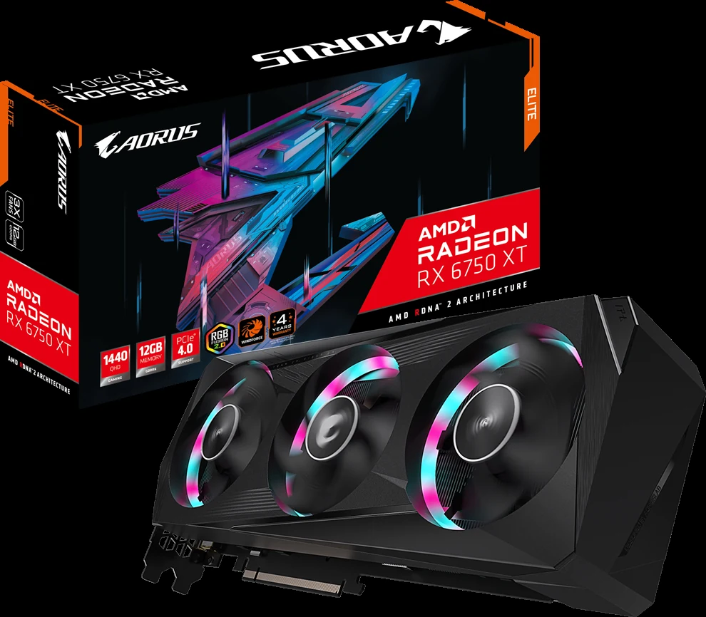 VGA GIGABYTE Radeon RX 6750 XT GAMING OC 12G - GDDR6 - NEW