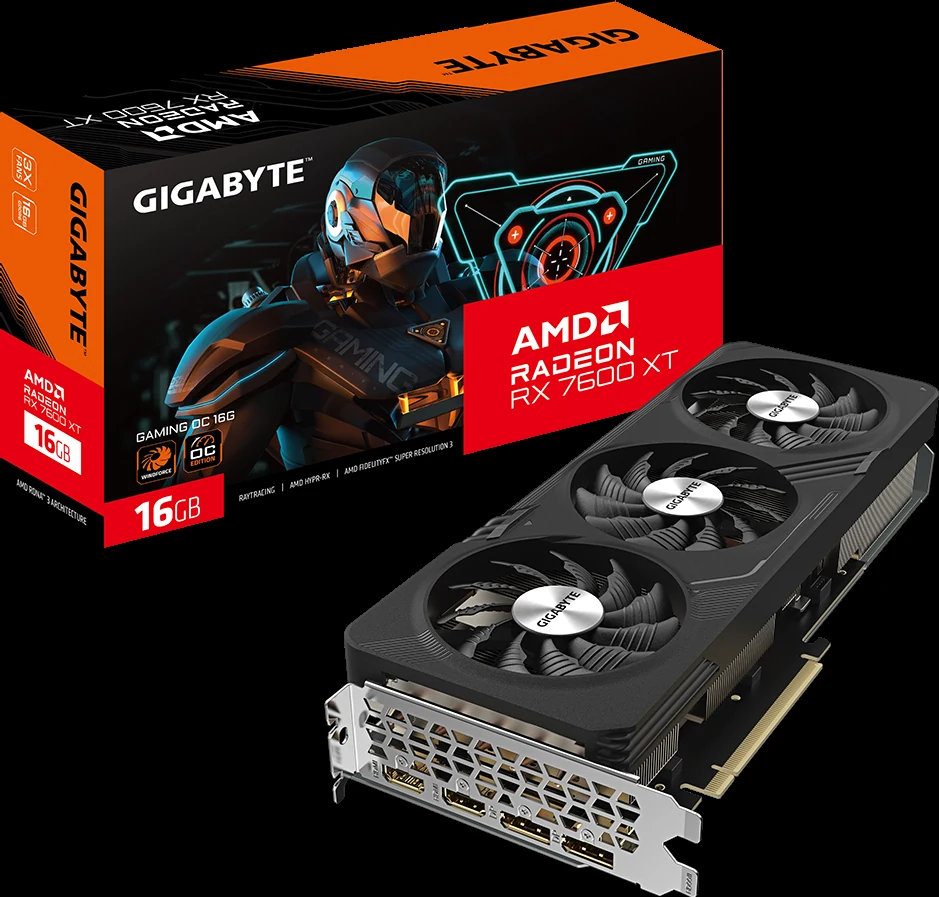 VGA GIGABYTE Radeon RX 7600 XT GAMING OC 16G V2 - GDDR6 - NEW