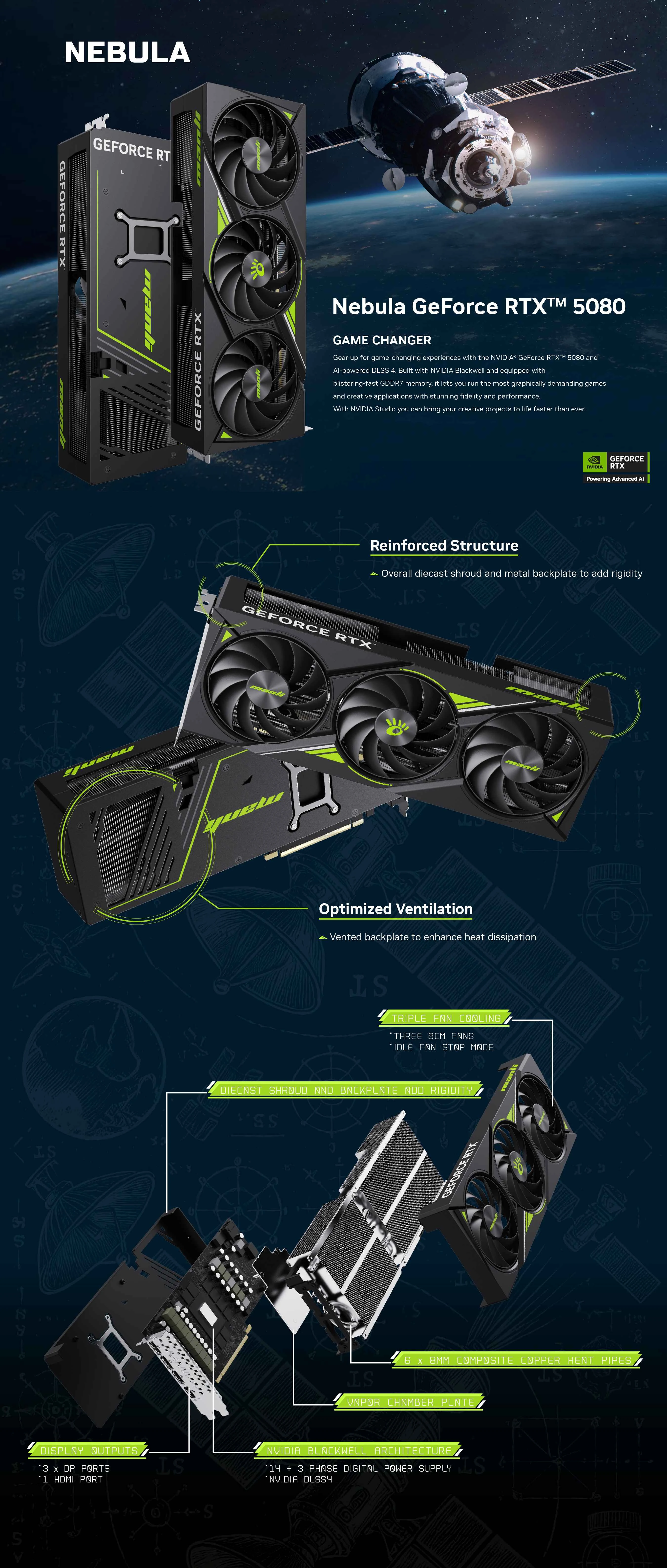 VGA MANLI GeForce RTX 5080 16GB Nebula GDDR7
