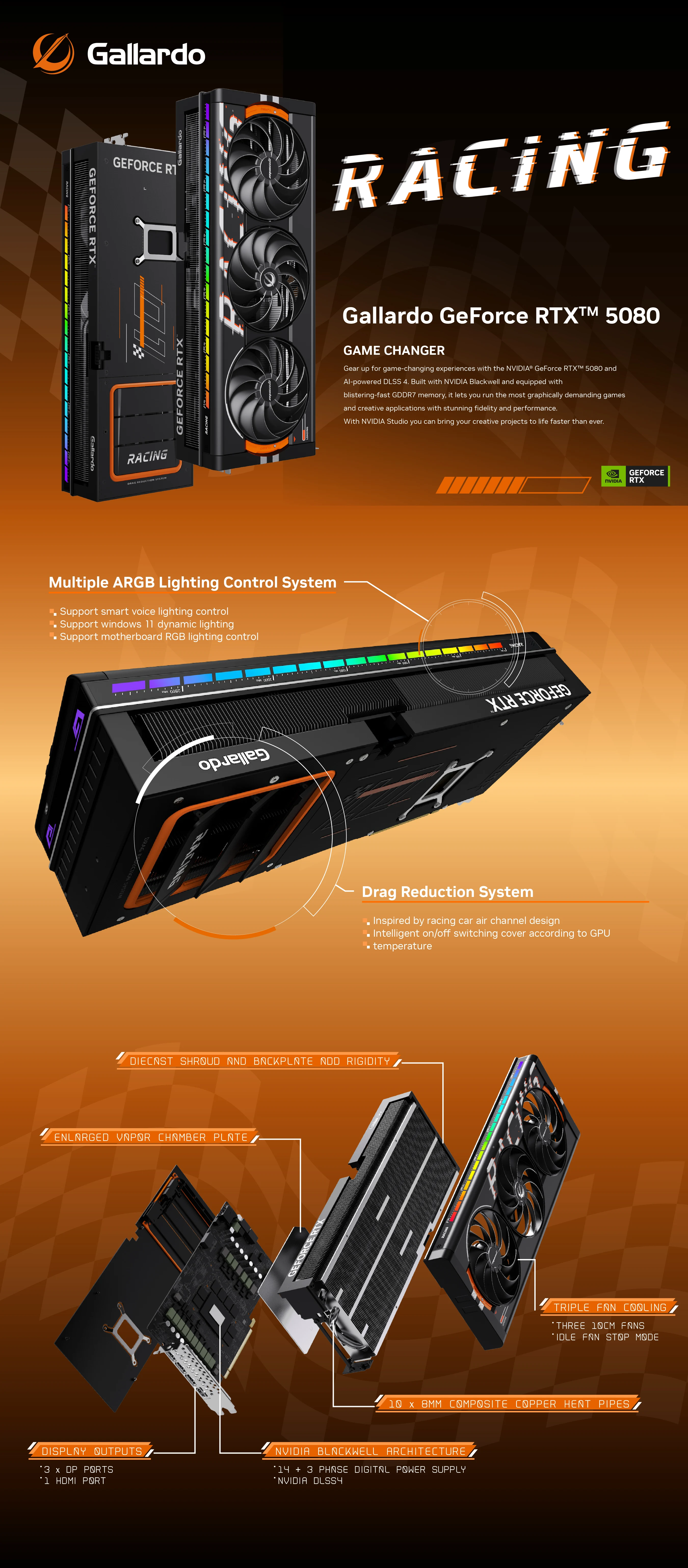 VGA MANLI GeForce RTX 5080 OC 16GB Gallardo GDDR7