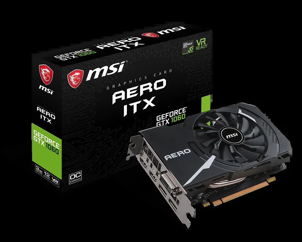 VGA MSI GeForce GTX 1060 Aero ITX 3G OC - GDDR5 - NEW
