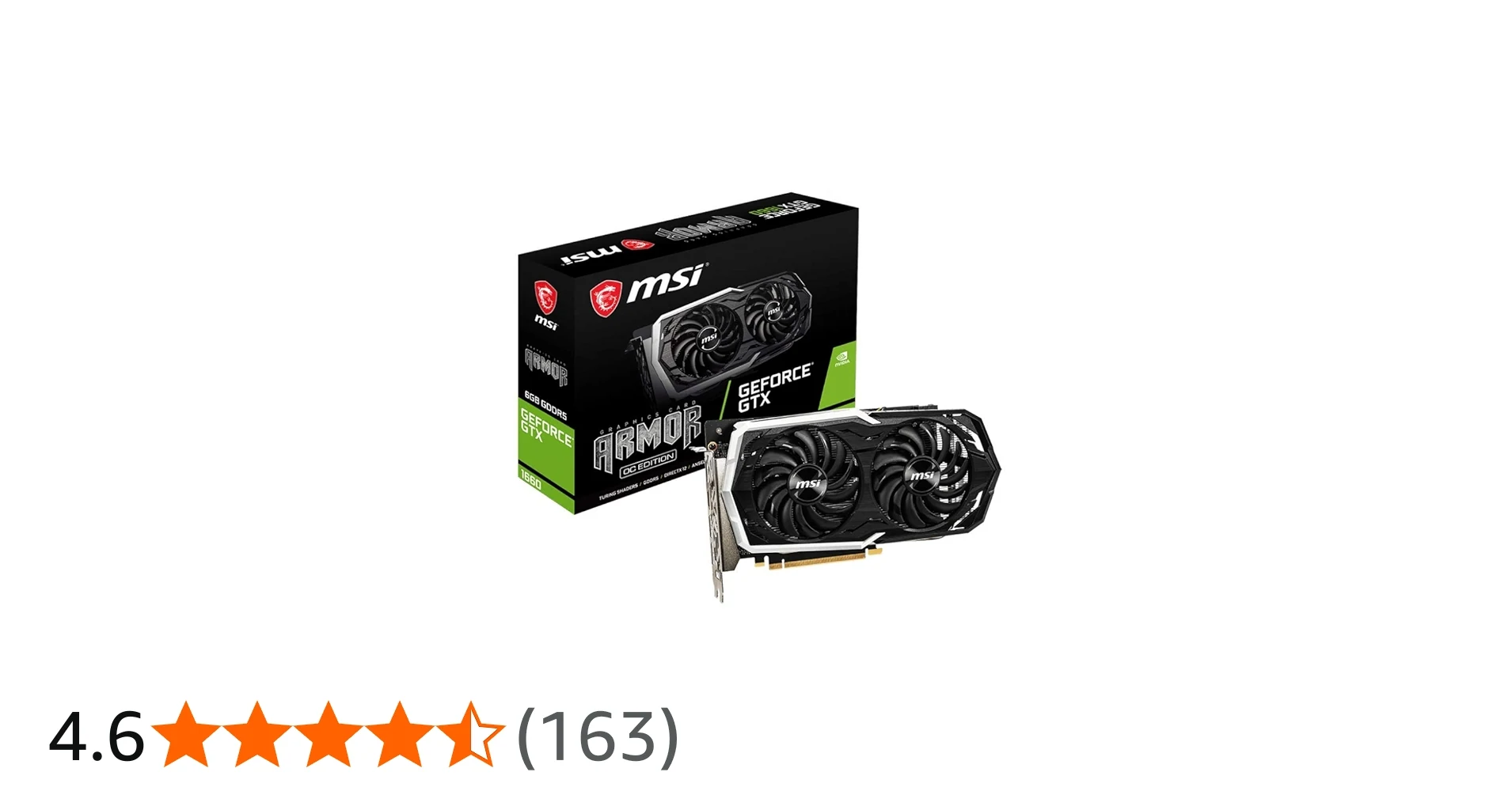 VGA MSI GeForce GTX 1660 Armor 6GB - GDDR5 - NEW