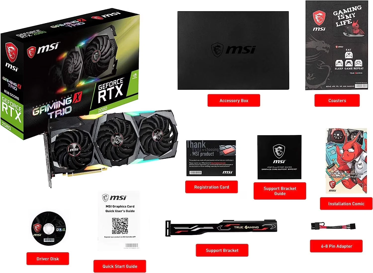 VGA MSI GeForce RTX 2080 Gaming X Trio 8GB - GDDR6 - NEW