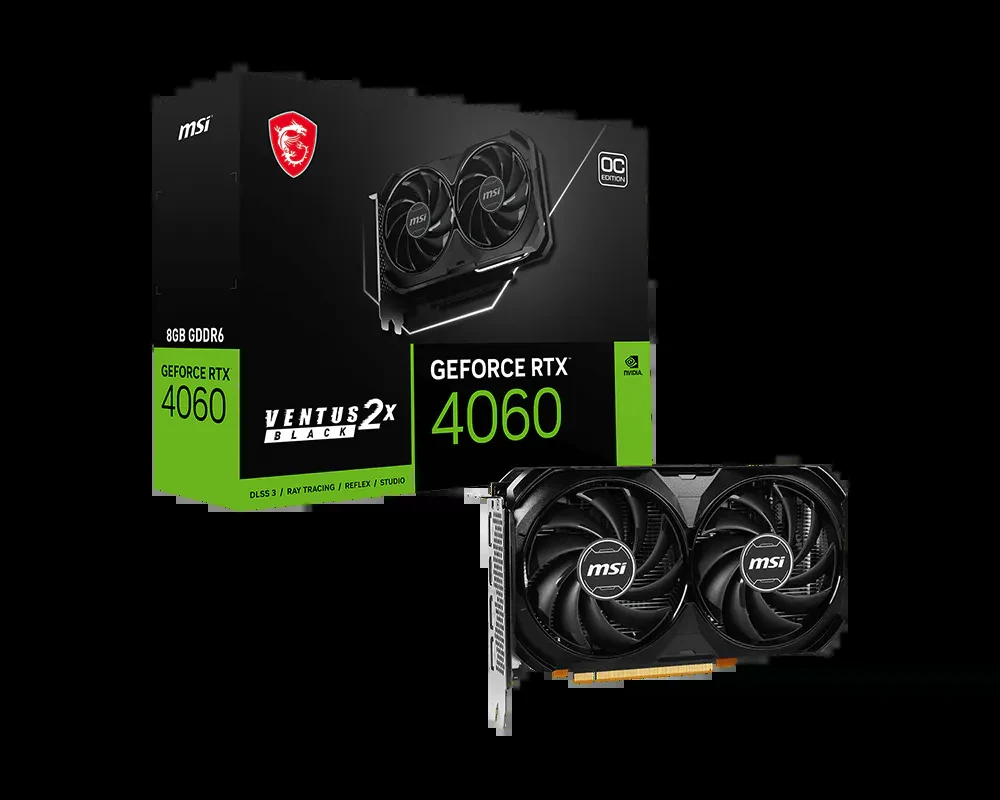 VGA MSI GeForce RTX 4060 Ventus 2X Black OC 8GB - GDDR6 - NEW