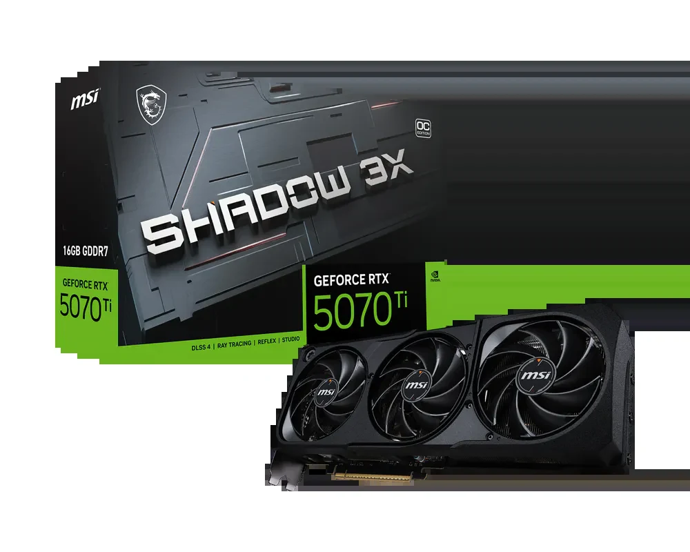 VGA MSI GeForce RTX 5070 Ti 16G SHADOW 3X - GDDR7 - NEW