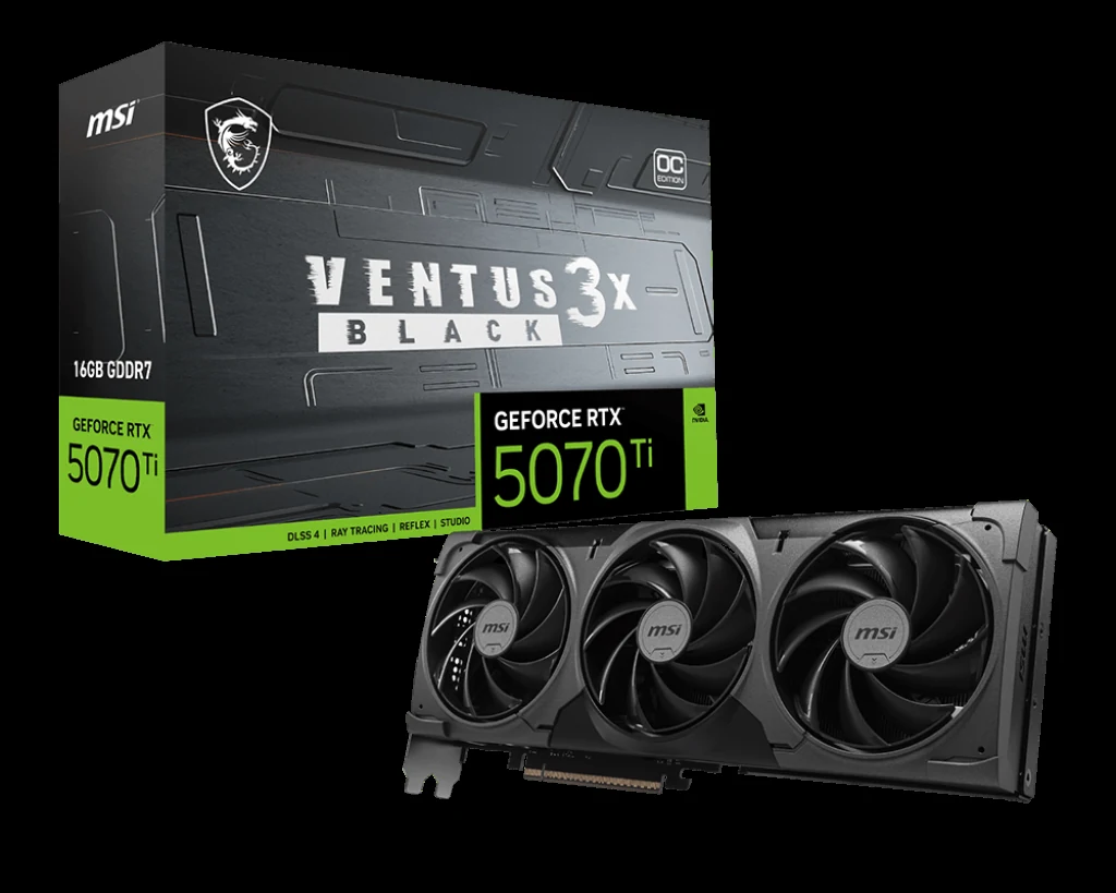 VGA MSI GeForce RTX 5070 Ti 16G VENTUS 3X BLACK - GDDR7 - NEW