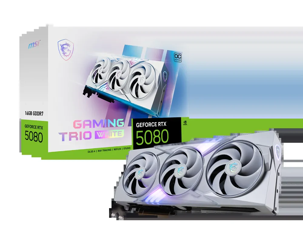 VGA MSI GeForce RTX 5080 16G GAMING TRIO WHITE - GDDR7 - NEW