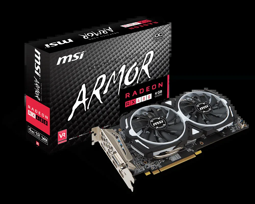 VGA MSI Radeon RX 480 ARMOR 4G OC - GDDR5 - NEW