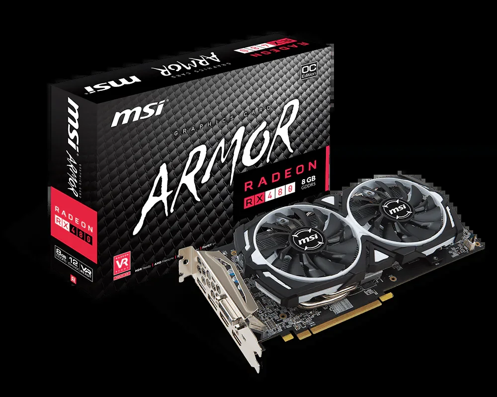 VGA MSI Radeon RX 480 ARMOR 8G OC - GDDR5 - NEW