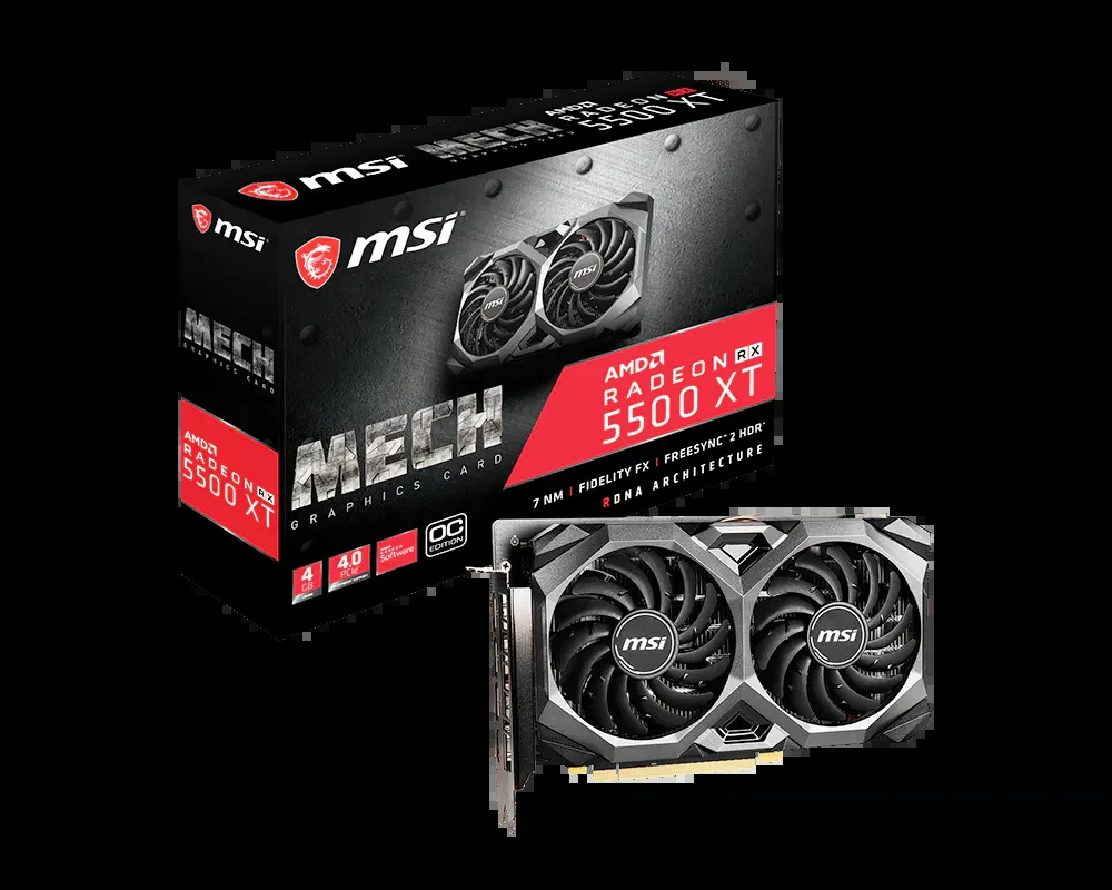 VGA MSI Radeon RX 5500 XT MECH 4G OC - GDDR6 - NEW