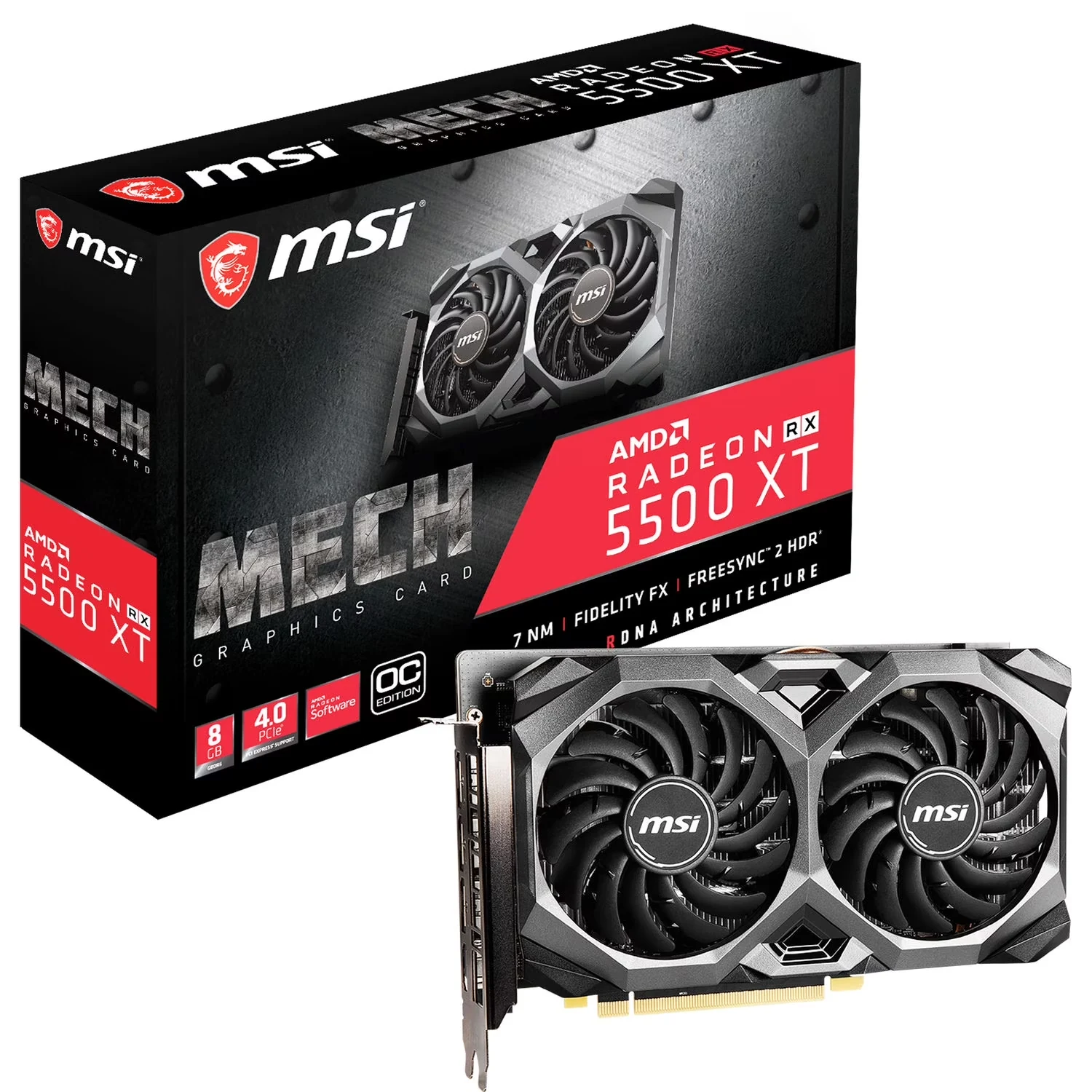 VGA MSI Radeon RX 5500 XT MECH 8G OC - GDDR6 - NEW