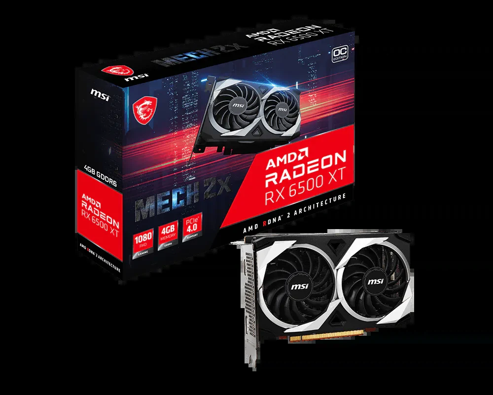 VGA MSI Radeon RX 6500 XT MECH 2X 4G OC - GDDR6 - NEW