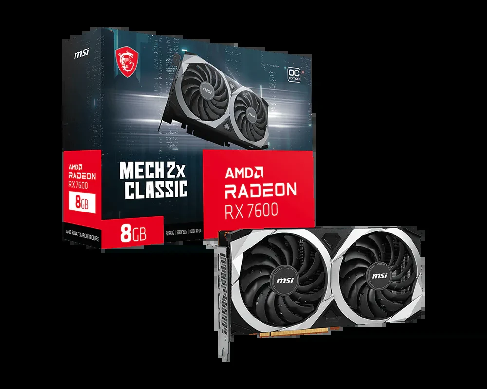 VGA MSI Radeon RX 7600 MECH 2X 8G OC - GDDR6 - NEW