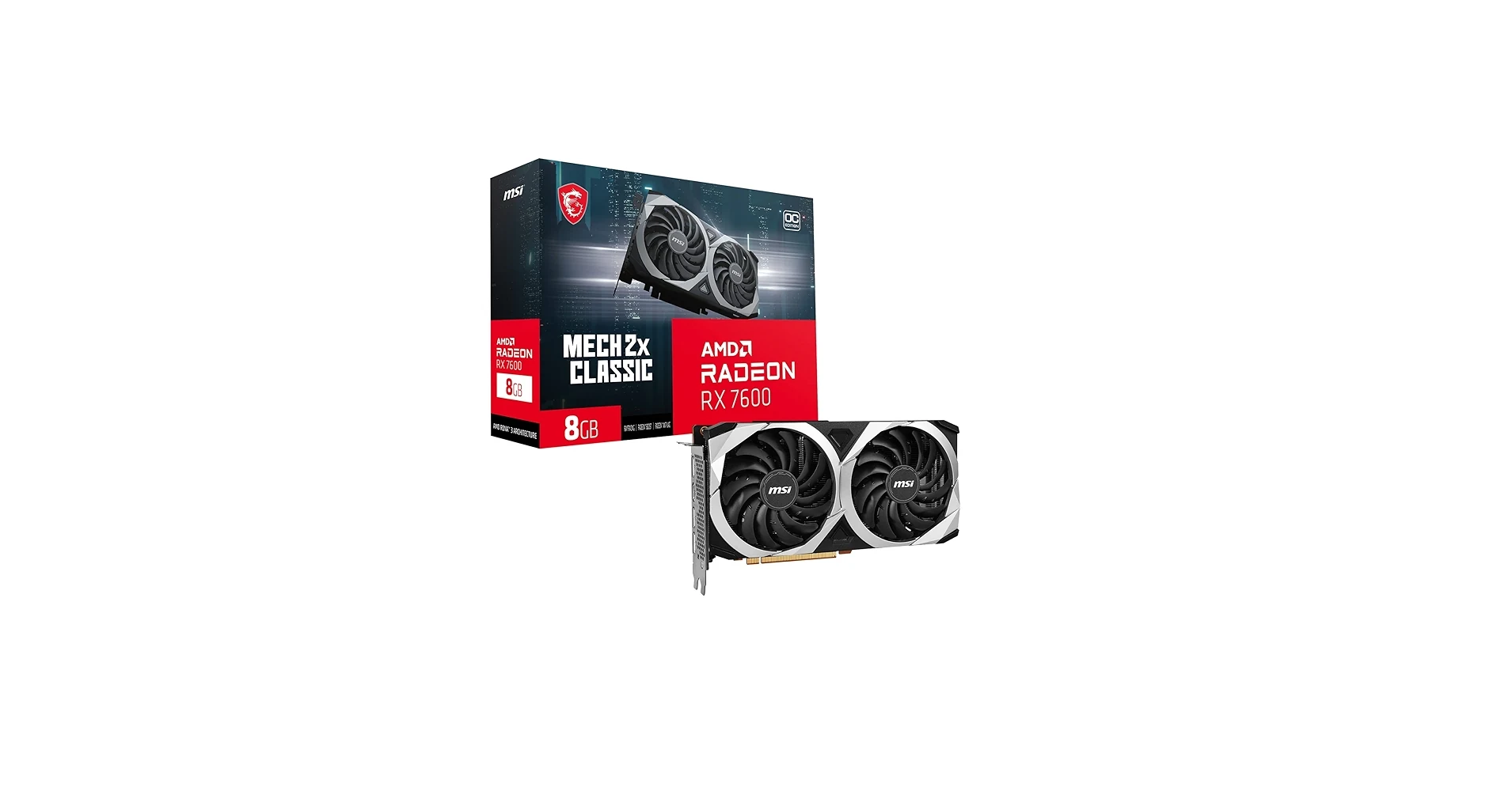 VGA MSI Radeon RX 7600 XT MECH 2X Classic 16G OC - GDDR6 - NEW