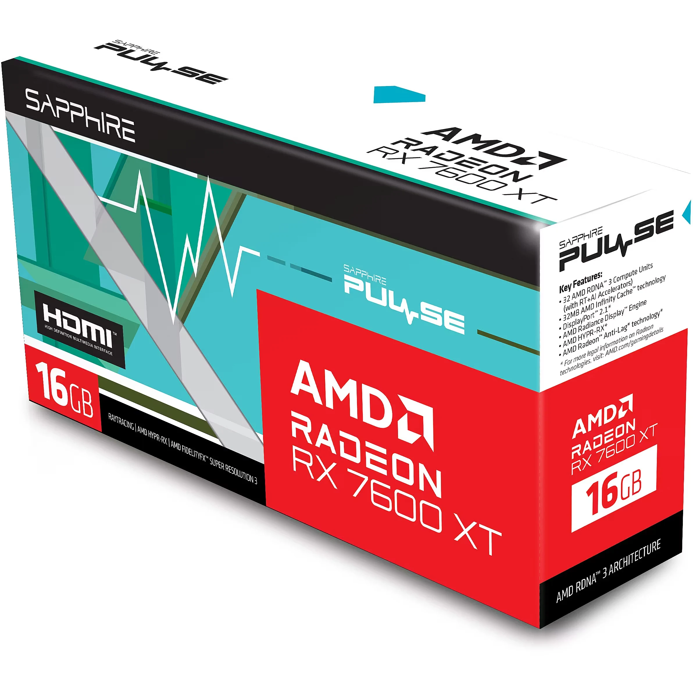 VGA Sapphire PULSE Radeon RX 7600 XT 16GB - GDDR6 - NEW