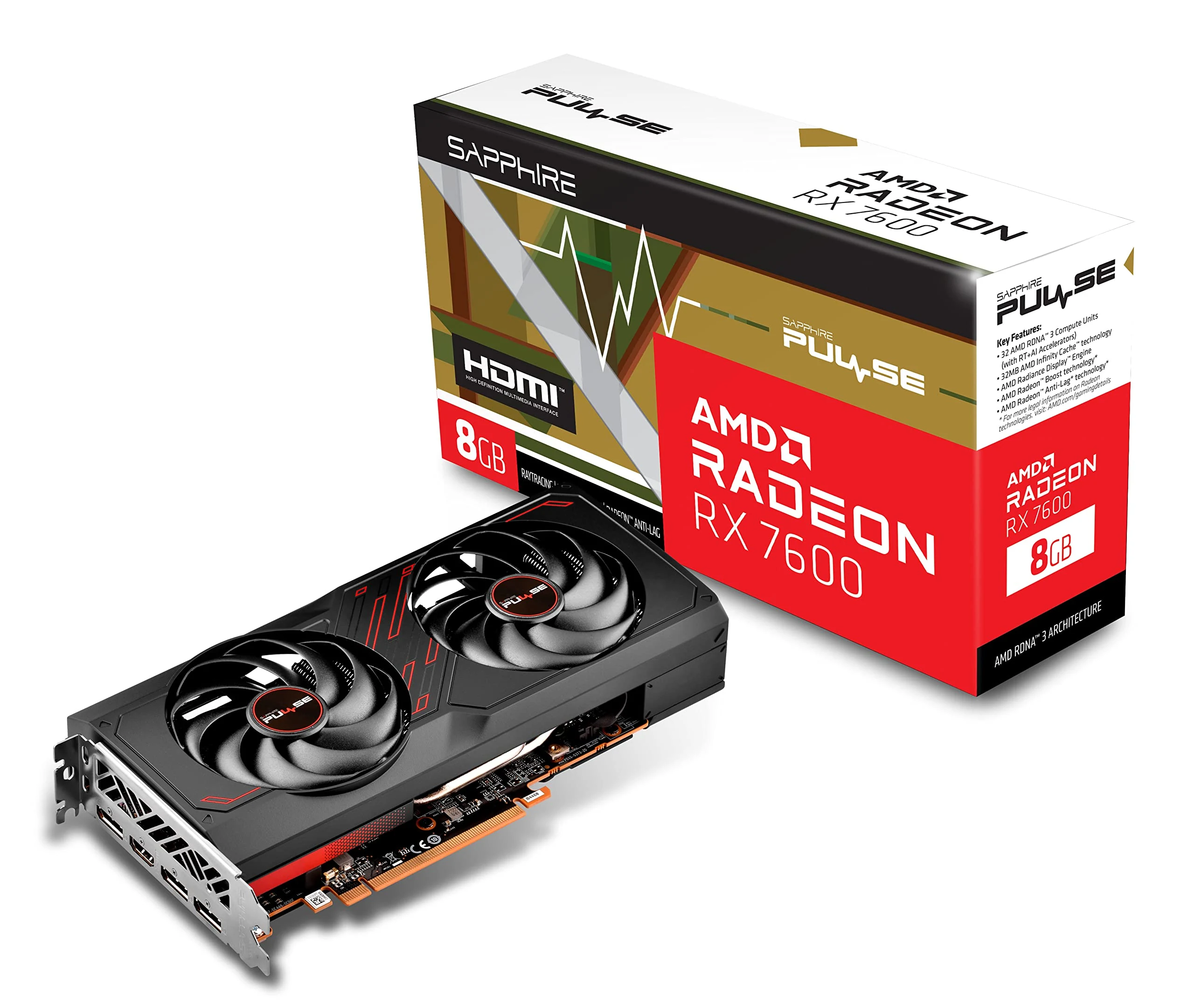 VGA Sapphire PULSE Radeon RX 7600 XT 16GB - GDDR6 - NEW