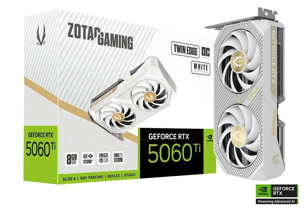 VGA Zotac Gaming GeForce RTX 5060 Ti 8GB Twin Edge OC White Edition - GDDR7 - NEW