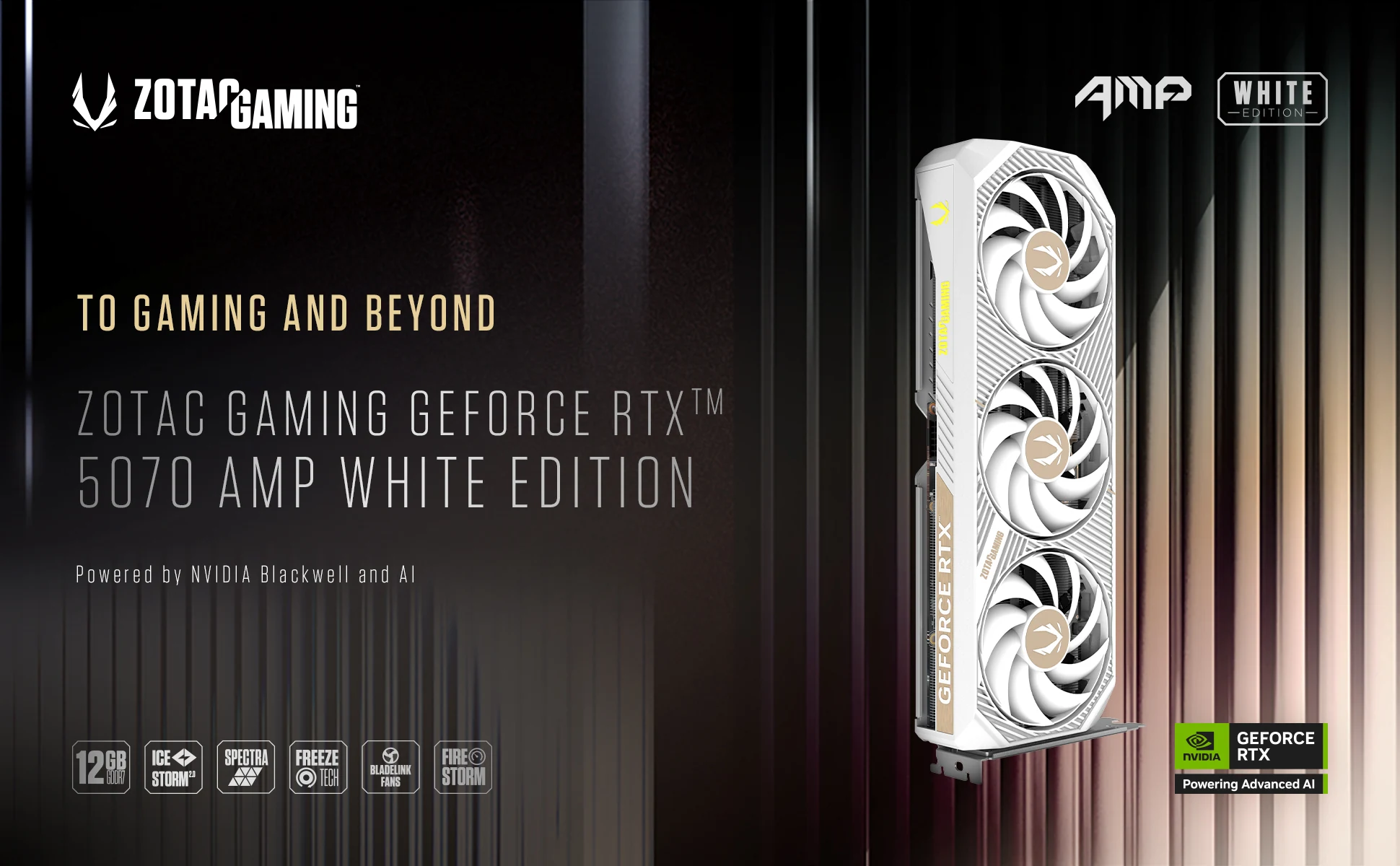 VGA Zotac Gaming GeForce RTX 5070 AMP White Edition 12GB - GDDR7 - NEW