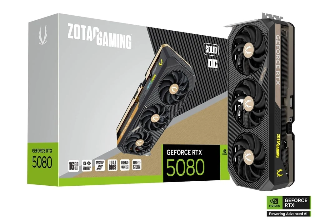 VGA Zotac Gaming GeForce RTX 5080 SOLID OC 16GB - GDDR7 - NEW