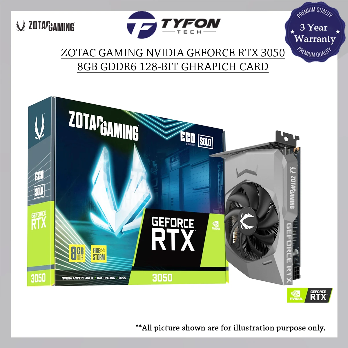 VGA Zotac Gaming RTX 3050 Solo 8GB - GDDR6 - NEW